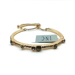 Womens INC International Concepts Charcoal CZ & Rhinestone Cuff Slider Bracelet